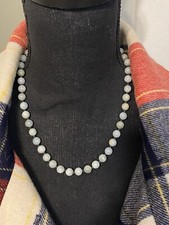 HAND TIED 6mm JADEITE BEAD NECKLACE WITH STERLING CLASP 19  