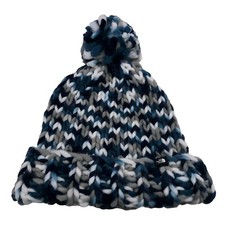 The North Face Chunky Knit Beanie Hat Pompom Women's Blue Gray White ONE SIZE
