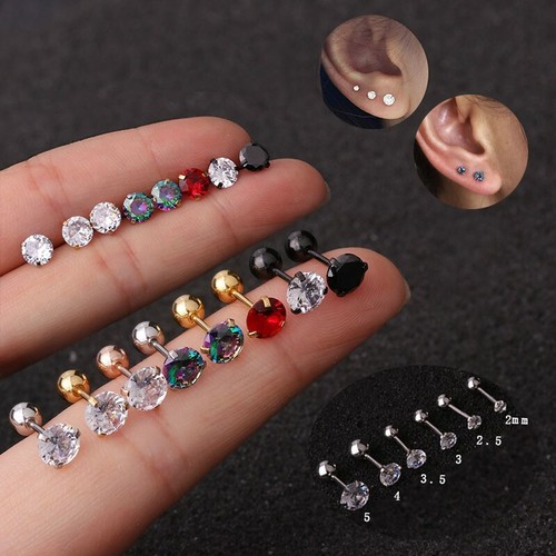 1PC CZ LABRET TRAGUS HELIX CLASSIC PIERCING CARTILAGE EAR BAR STAINLESS STELL - Picture 6 of 18