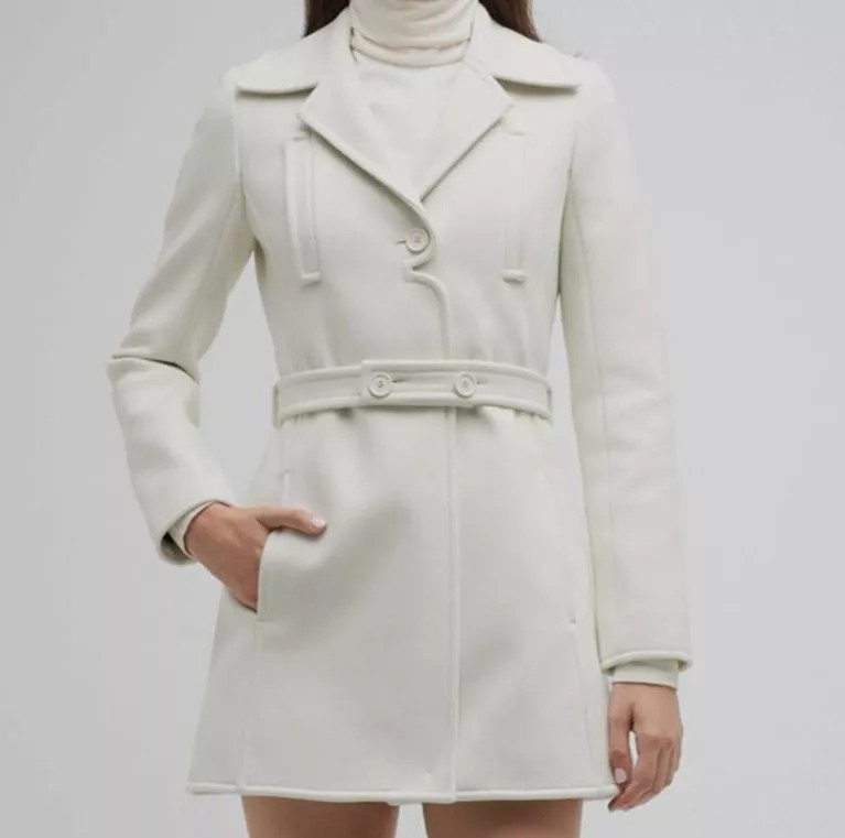 1690 Courreges Paris Women s White Heritage Belted Coat Jacket Size 40 FR US 8