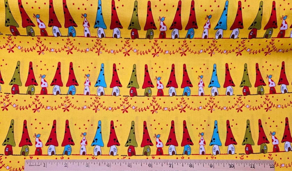 Woodland дома в желтый, WOODLAND от Lecien хлопчатобумажной ткани - на половину ярда - Изображение 3 из 4