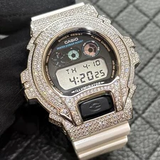 Custom White Iced Out G-Shock Watch DW6900 Bust Down