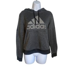 Adidas Women's Heather Gray Logo Pullover Drawstring Hoodie Size M