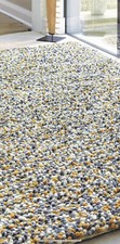 Origins Rocks Shaggy Hand Tufted Felted Wool Jellybean Rug Ochre 80x150cm New