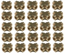 25 PACK BRASS PIPE CROSS FORGED 4 WAY FITTING 1/4" FEMALE NPT FNPT FUEL WOG