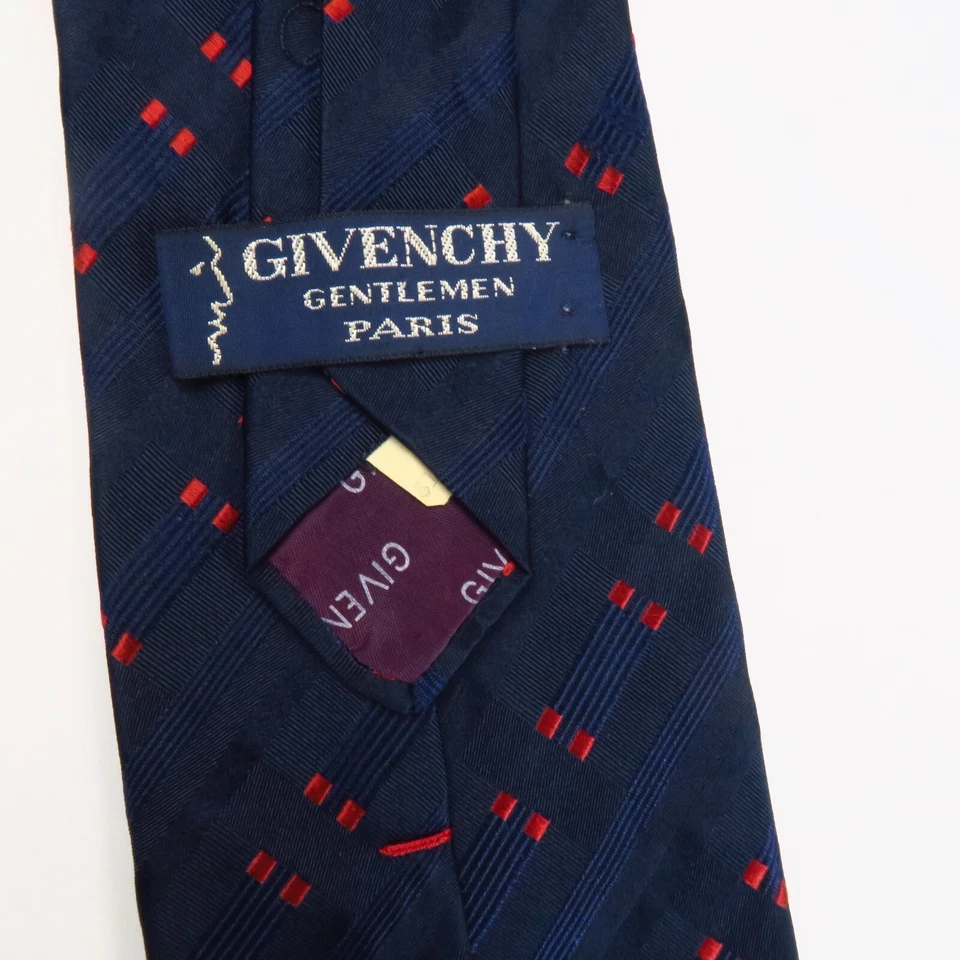 Gravata Givenchy Gentlemen Paris azul vermelha listra geométrica elegante 59 x 3,75 - Imagem 3 de 4