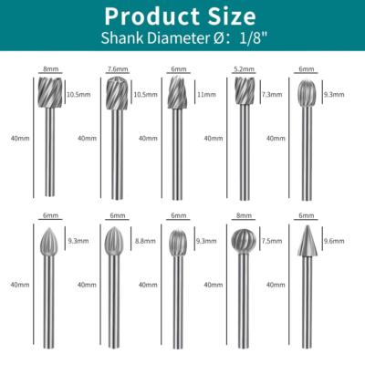 Juego 20 Brocas Para Tallar Madera Dremel - HSS, Diámetro Eje 3 Mm, Compatible Con Herramientas Giratorias, Para Madera, Plástico, Acrílico
