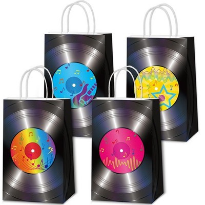24Pcs 1950's Rock Music Paper Gift Bags 50's Themed Party Decorations Retro Rec