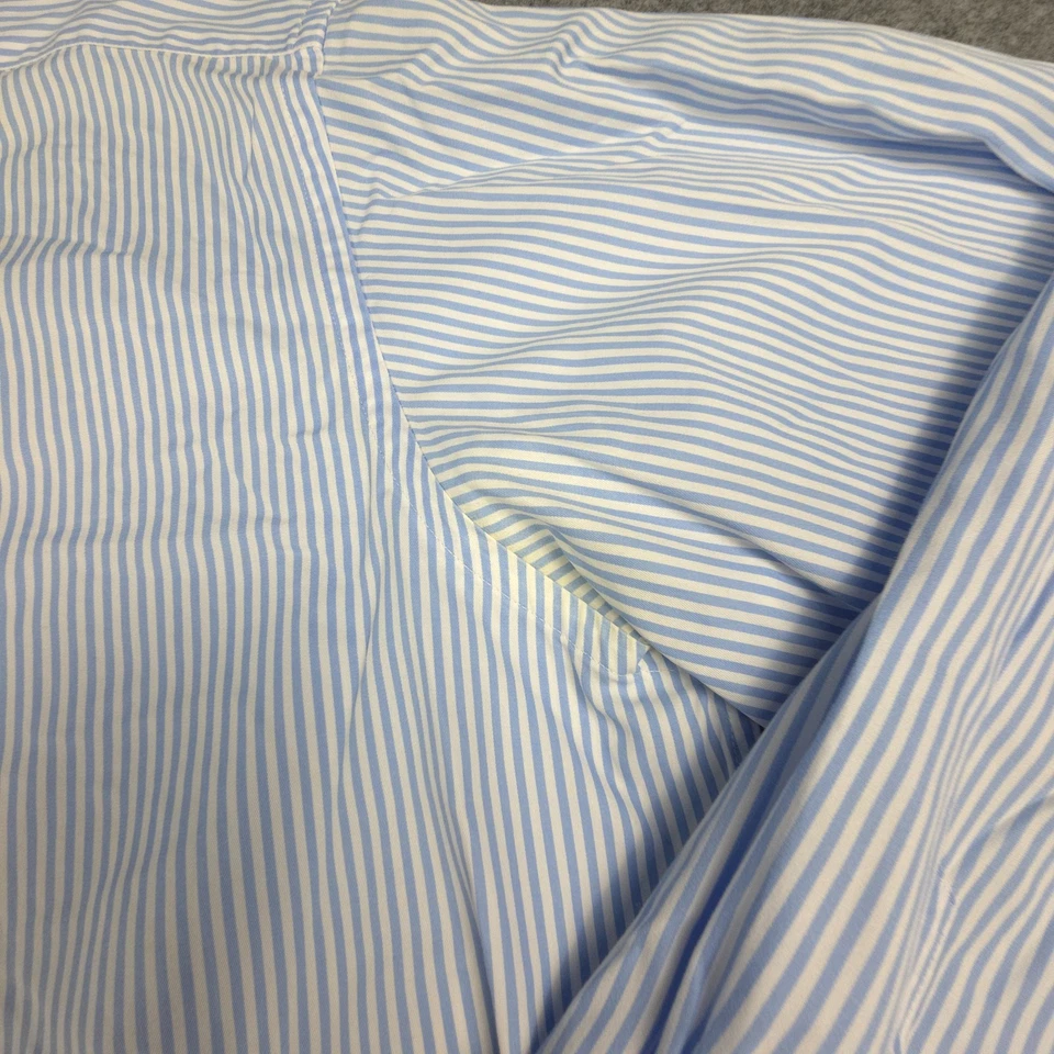 Hawes & Curtis Shirt Mens LARGE Blue striped Long Sleeve Button Up Slim Size L - Image 3 of 4