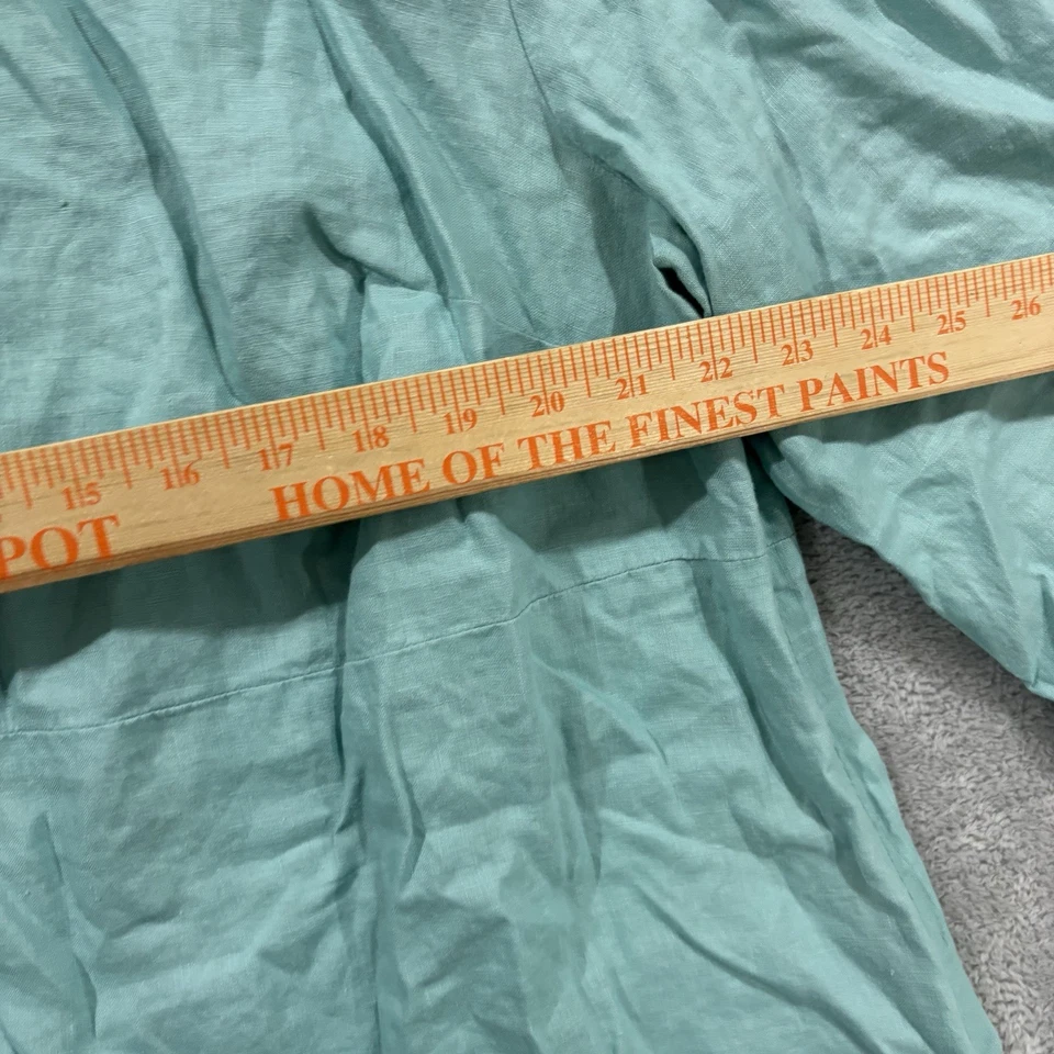 Camisa de lino Bloomingdale's manga larga para mujer 18 azul verano Boho Lagenlook Foto 4 de 4