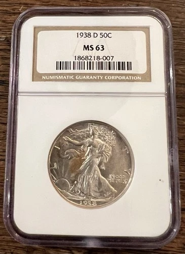 1938-D 50c Walking Liberty Half Dollar NGC MS63 Free Shipping