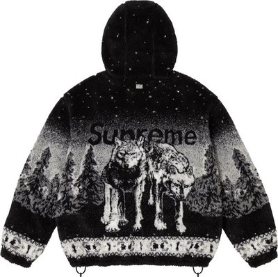 Supreme x BB Simon Reversible Wolf Fleece Jacket Black Size Large Brand New