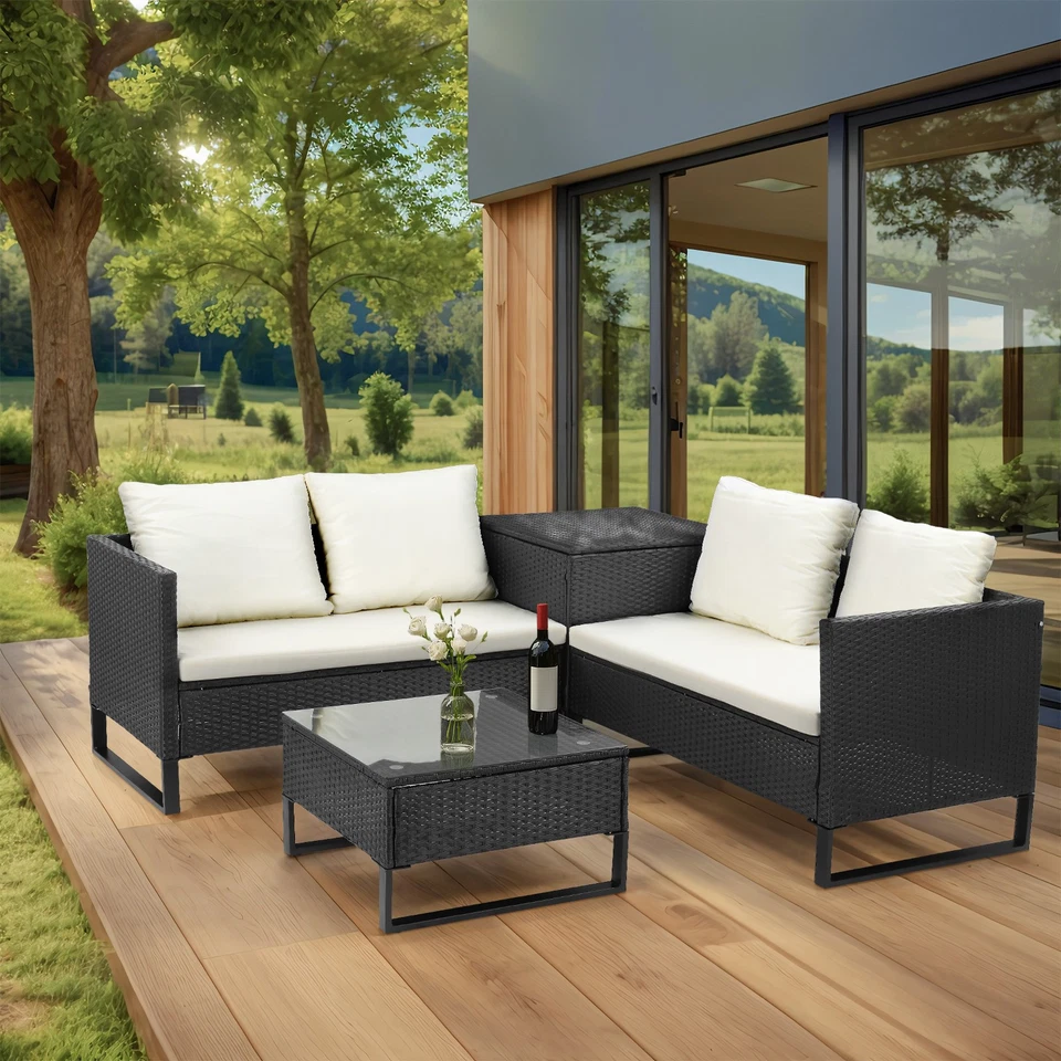 OUTVITA Polyrattan Gartenmöbel Set Outdoor Lounge Balkonmöbel für 4 Personen DE - Bild 2 von 4