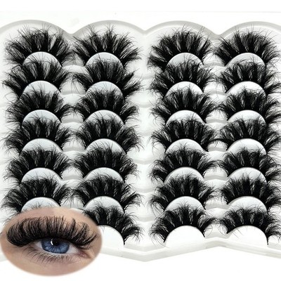 etokdos Mink Lashes Fluffy 20mm Long Dramatic Lashes Pack 25mm Big Lash Strip...