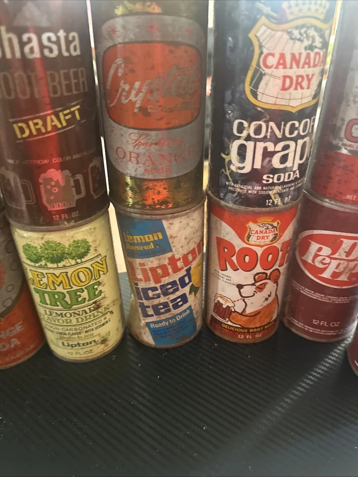 Soda Cott Orange Cola tapa plana 12 oz. Lata de refrescos - Lote de 13 Dr Pepper vintage Foto 4 de 4