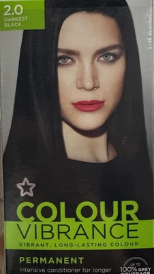 3 Pack - 2.0 Darkest Black Colour Vibrance Permanent Hair Dye Superdrug Vibrant