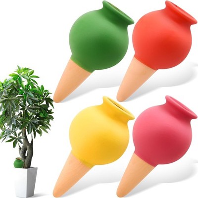 Terracotta Plant Watering Spikes Set, 4 Self-Watering Globes for Gardens