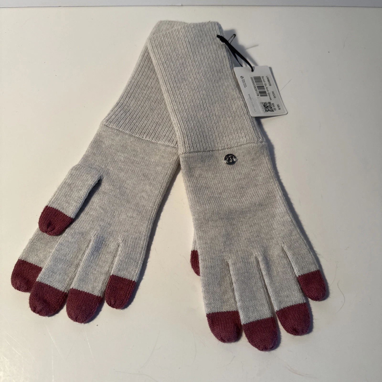 NWT Lululemon Scroll On Knit Gloves XS/S Gray/merlot Merino Wool Blend