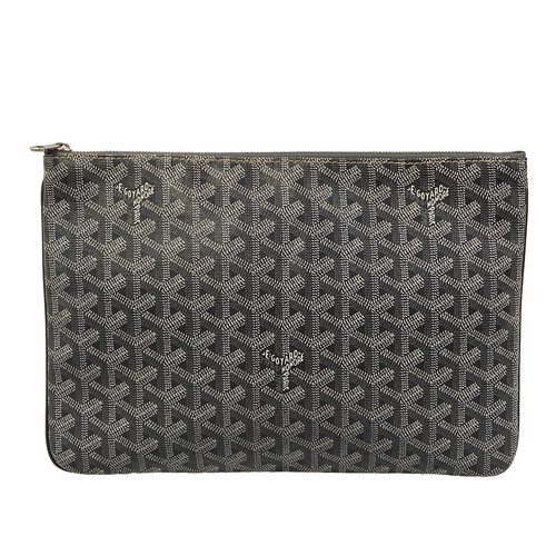 Goyard Senna. Clutch Bag Gray Dark Gray White Coated Canvas