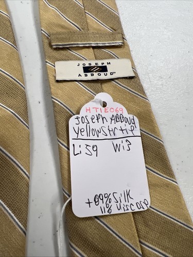 Joseph Abboud Men's Yellow Striped Silk Neck Tie $118 - Picture 6 of 7