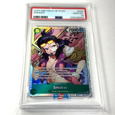 PSA 10 Smoker SR Super Rare #030 One Piece CCG English OP10 Royal