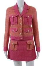 10 Crosby Derek Lam Womens Five-Button Collared Blazer Skirt Set Orange Size 2