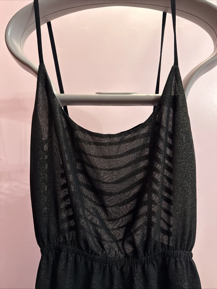 NUEVO con Etiqueta LF Stores Negro Dorado Brillo Jaula Espalda Vestido Para Mujer’s S Foto 3 de 4