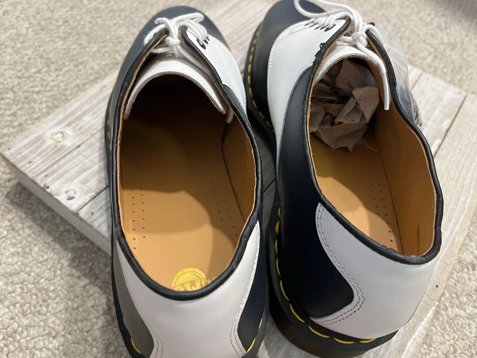 Zapatos Dr Doc Martens Rafi Saddle blancos con cuero azul marino para hombre 14 informales raros Foto 4 de 4