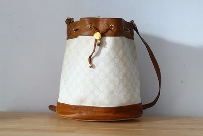 Gucci Plus Vintage Eimer Tasche aus GG Canvas und Leder - Original