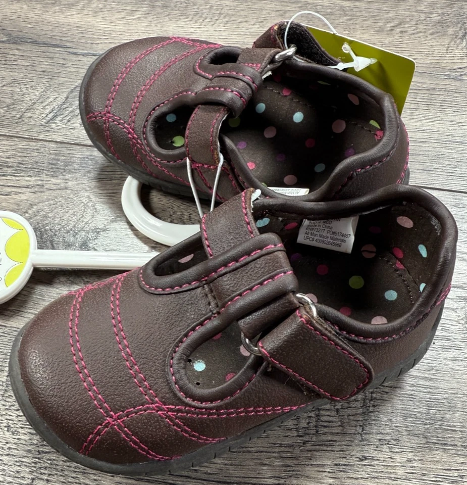 Ropa de bebé niña nuevos zapatos de vestir a lunares marrones talla 4 Foto 2 de 3