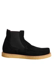 Dolce & Gabbana Black Calf Suede Slip On Ankle Boots Men's Shoes Authentic