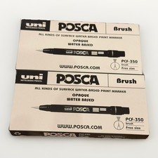 10 Pack ALL YELLOW Uni Posca PCF-350 Brush Tipped Paint Marker Pens New