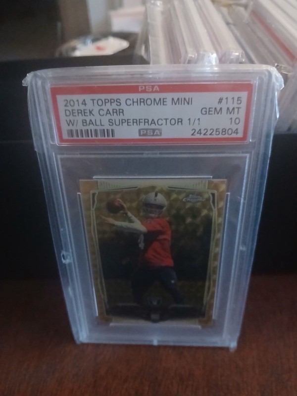 2014 TOPPS CHROME MINI DEREK CARR W/ BALL SUPERFRACTOR 1 OF 1 THE ONLY 1 IN 🌏🔥