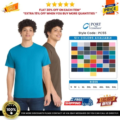 Port & Company PC55 Men's Cotton/Polyester Short Sleeve Top Blend Tee T-Shirt - product listing photo