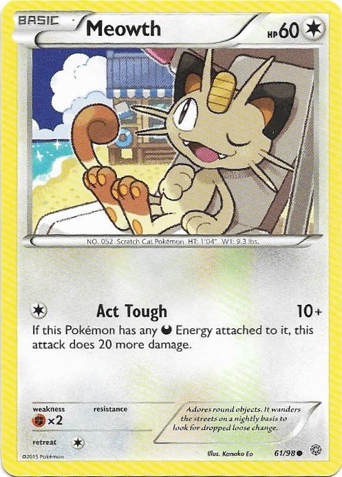 Meowth 61/98 Common Ancient Origins Pokemon Near Mint