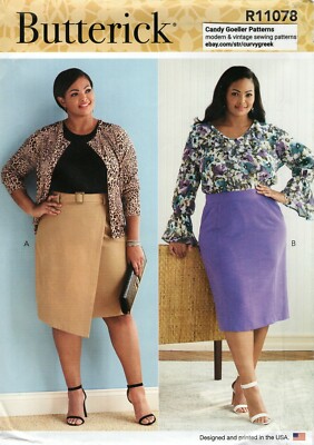 Butterick R11078 Skirts w Overlay or Princess Seams & Belt PLUS Sz 18W-24W B6836