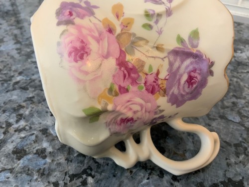Nippon handpainted mustache cup beautiful, pink, and lavender flowers - Picture 14 of 17