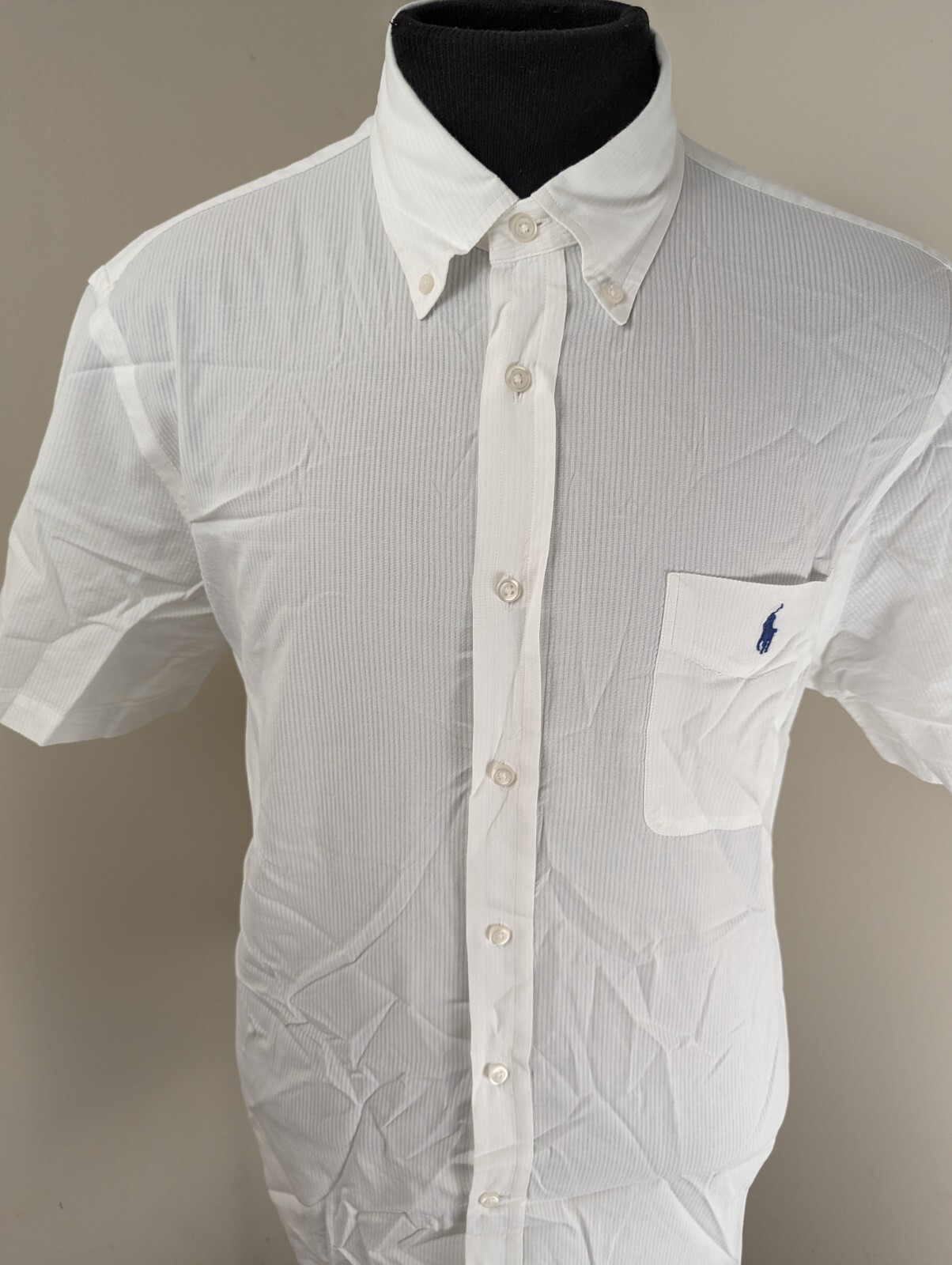 Ralph Lauren Classic Fit Seersucker Short Sleeve Button Down Striped Shirt Men's Size L cotton white type Vintage Second Hand main image 1