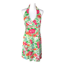 Women’s Chaps Halter Multicolor Floral Cotton Blend Midi Summer Dress 10
