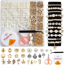 1200Pcs Pearl Beads for Bracelets Bracelet Making Kit for Adults Kids Friendship