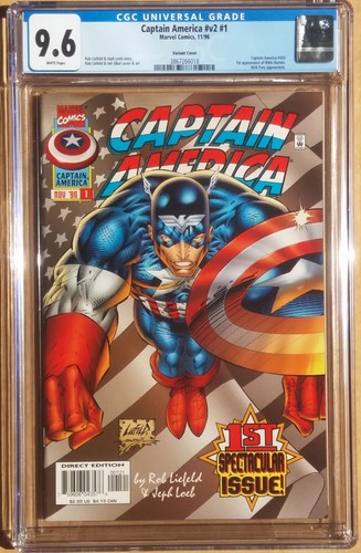 CAPTAIN AMERICA #1 COVER B (1996 Series)  1st app Rikki Barnes  CGC 9.6 WP