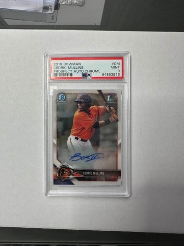 Cedric Mullins PSA 9 2018 Bowman Chrome 1st Prospect Auto Autograph Gem CPA-CM