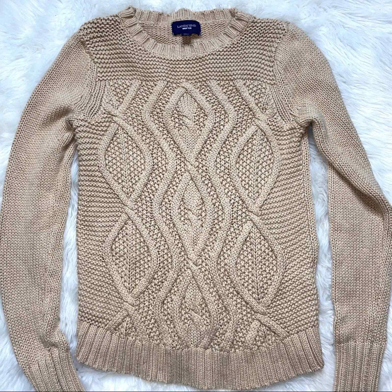 Lands' End Drifter Cable Knit Sweater 