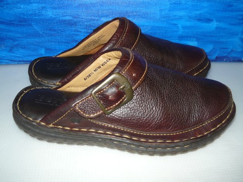 BORN Brown Leather Slip-on (3" Heel)Clog Mules Wedge ShoesWomen's 6M (36.5 EU) - Picture 6 of 7