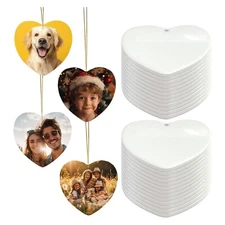 US Stock 100PCS 3in Heart Sublimation Blanks Christmas Tree Hanging Ornament
