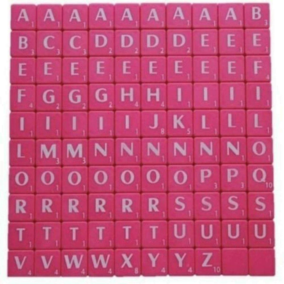 100 PLASTIC SCRABBLE TILES IVORY BLACK LETTERS NUMBERS FOR CRAFTS ALPHABETS PLAY - Image 4 of 4