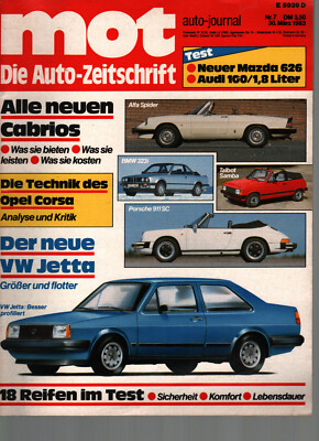 Zeitschrift MOT Auto Journal #7 von 1983 Alle Cabrios VW Jetta Porsche 911  