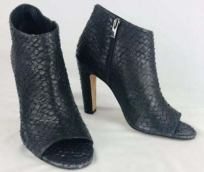 open toe snakeskin booties