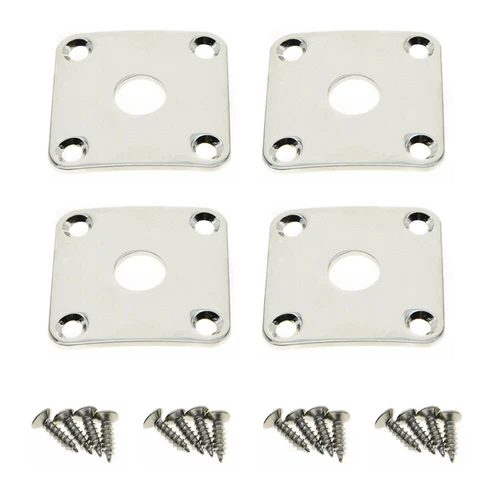 4Pcs Metal Curved Bottom Jack Plate Square Jackplate Plating for Gibson Les Paul