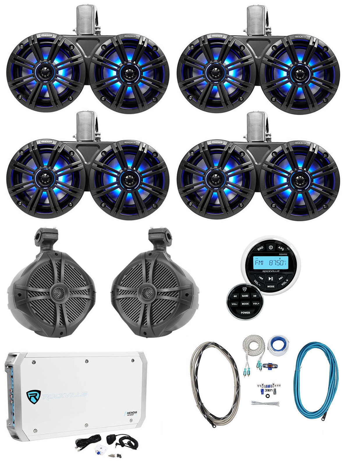 4 KICKER 45KMTDC65 Dual 652 8 динамиков для морского вейкборда Ресивер Усилитель Комплект 29619000₽